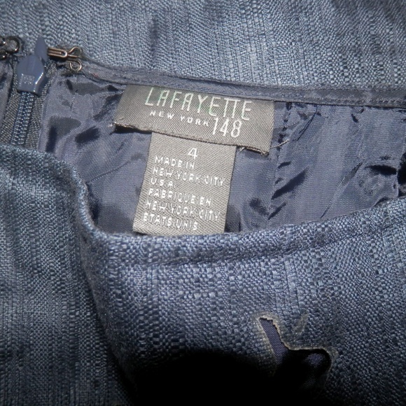 LAFAYETTE 148 Skirt 4 Navy Blue Cutouts Straight L - Picture 4 of 4